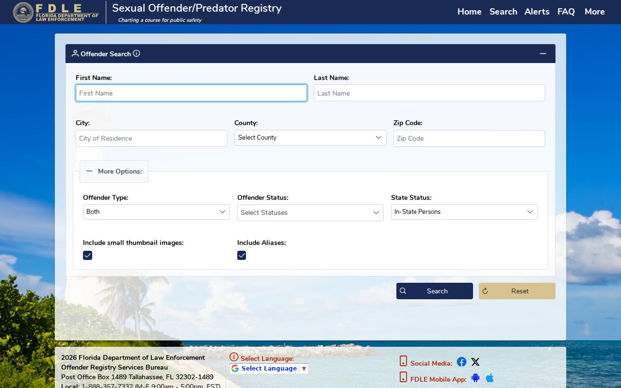 St. Petersburg neighbors geographic search in the FDLE registry